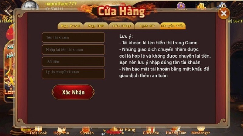 Hướng dẫn nạp tiền tại Faco777 Club